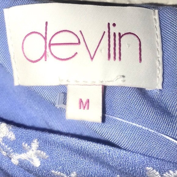 Revolve Devlin Macey Floral Embroidered Tiered Ruffle Blue/White Cami Top - Picture 7 of 8